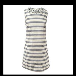 Tory Burch Kaylin Embellished Beaded Striped Shift Dress EUC Size 8